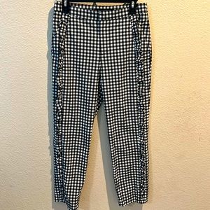 ZARA size small checkered frilled fitted high waisted pants